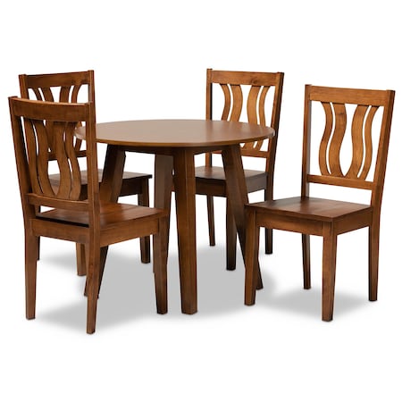 Baxton Studio Anesa Modern and Contemporary Transitional Walnut Brown Finished Wood 5-Piece Dining Set 177-11379-10895-Zoro